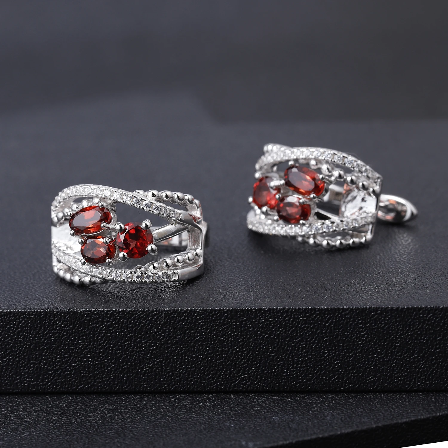 GEM'S балетные 925 пробы серебряные серьги с камнем рождения 1.78Ct натуральный красный гранат Модные клипсы для женщин хорошее ювелирное изделие