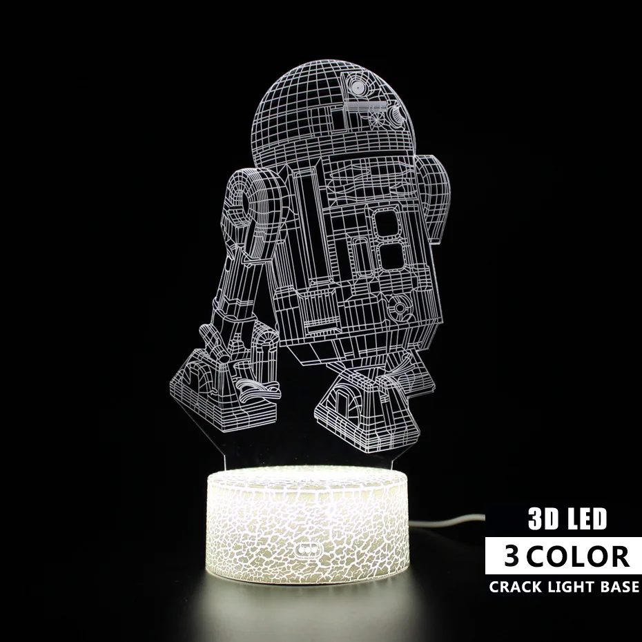 Star Wars R2D2 Projection Lamp Children Gifts Bedroom Remote Control Nightlight 3d Table Sleep Light Decoration