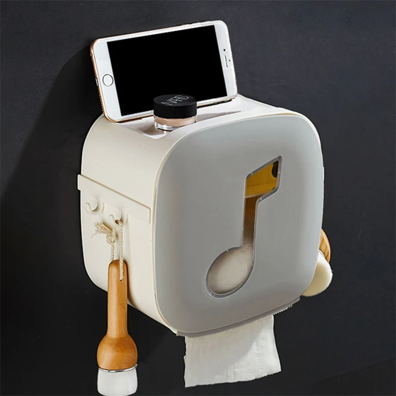 

Toilet Paper Holder Tray Wall Mount Bathroom Tissue Box Waterproof Toilet Paper Storage Box Roll Paper Tube Bathroom Organizer