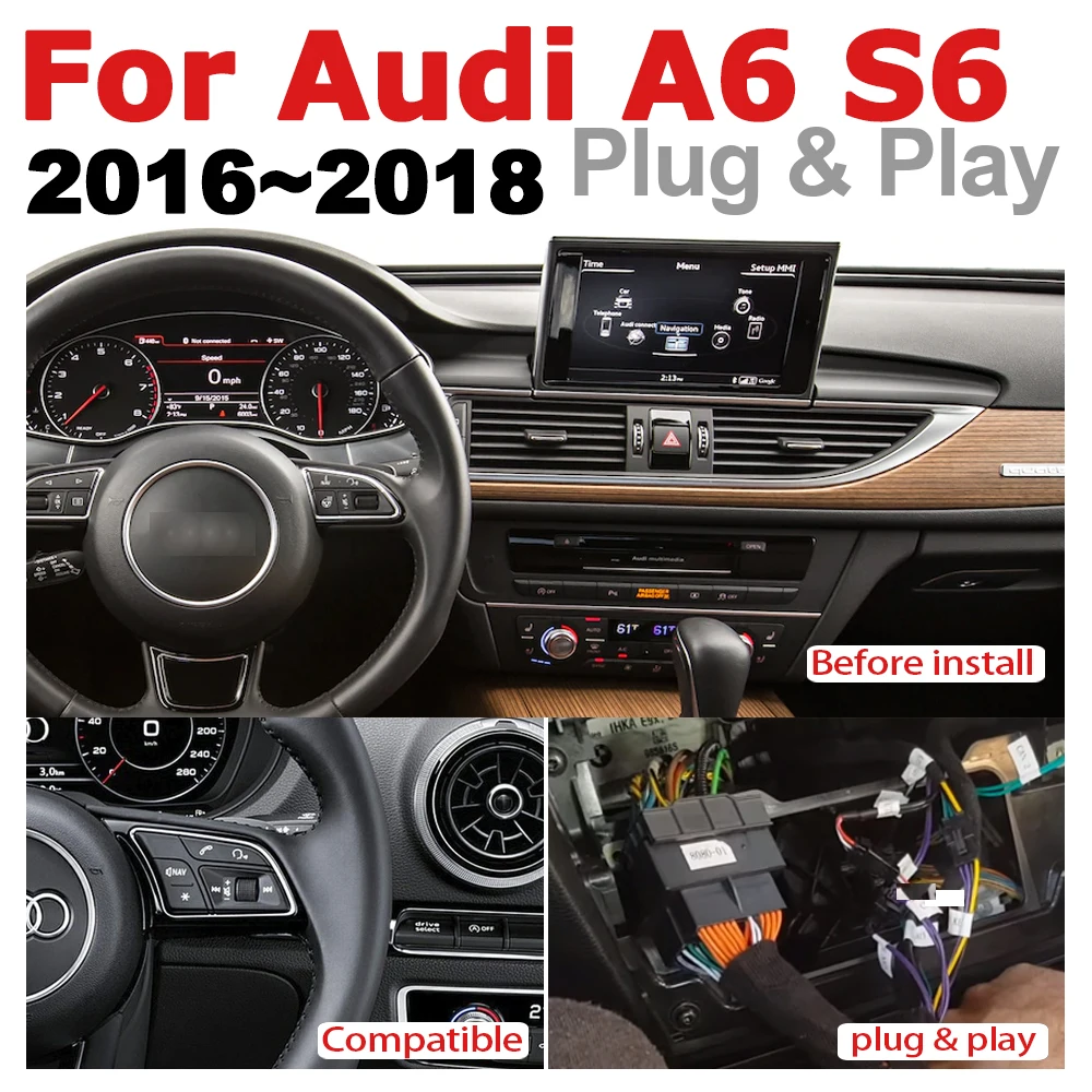 Автомагнитола 2 din с GPS и Android навигацией для Audi A6 S6 4G 2016 ~ 2018 MMI AUX Стерео Мультимедиа