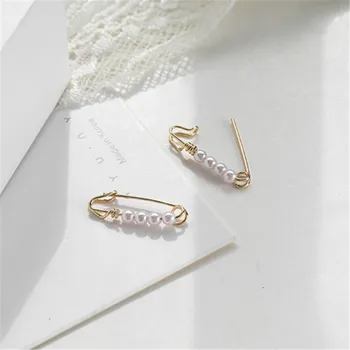 

Fashion Simple Metal Paperclip Earrings Minimalist Style Pearl Cute Romantic Gold Plated Personality Earrings for Women Jewelry
