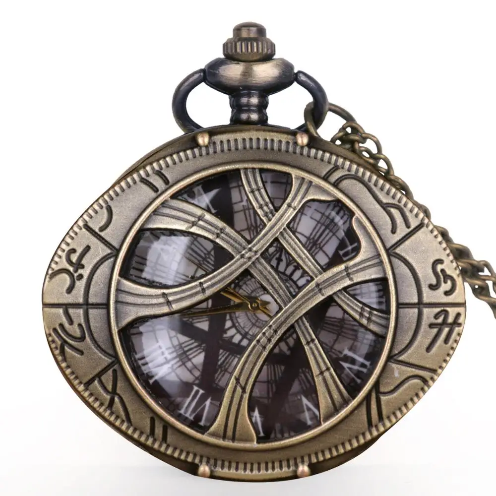 Античные, ретро, бронзовые глаза агамотто круглый чехол кварцевые карманные часы ювелирные изделия кулон ожерелье цепь Подарки для мужчин и женщин