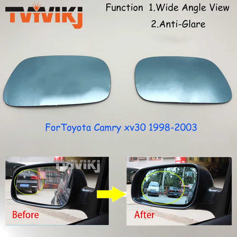 

TVYVIKJ Side Rearview Mirror Blue Glass Lens For Toyota Camry xv30 1998 1999 2000 2001 2002 2003 Wide Angle View anti glare