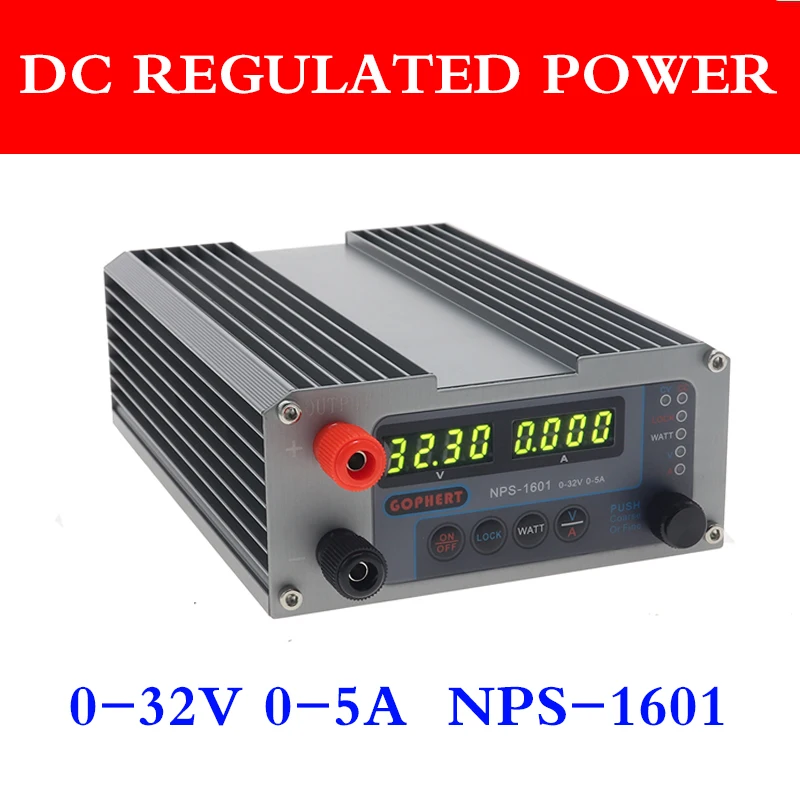NPS 1601 источник питания постоянного тока Регулируемый цифровой мини-лаборатории питания 32V 5A Точность 0,01 V 0.001A ватт с замком Функция