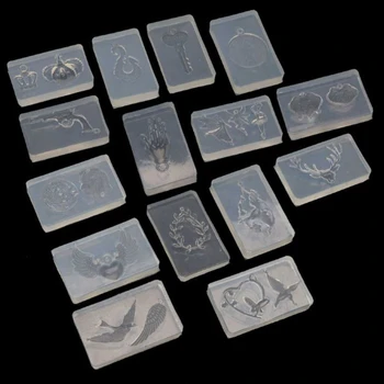 

12Pcs-16Pcs Button Flower Key English Letters Pendant Mold Kit Alphabet Pendant UV Resin Silicone Mold Jewelry Making Tools