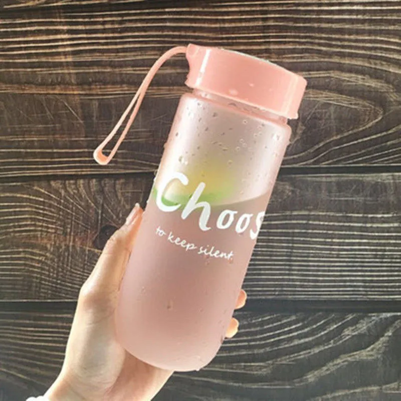 Бутылка для сока воды BPA бесплатно пластиковые квадратные корейский стиль Спортивная бутылка для питья - Цвет: Frosted Pink