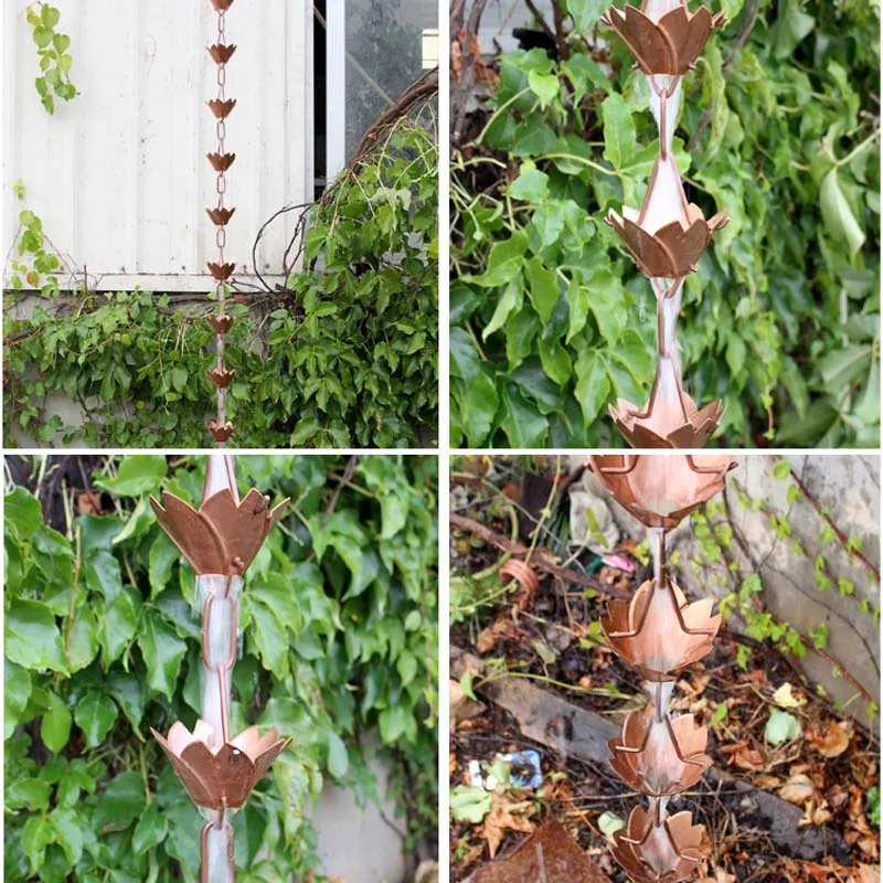 Water diversion chain rain bell temple courtyard copper Japanese eaves rain chain drainage link rainwater artifact falling water