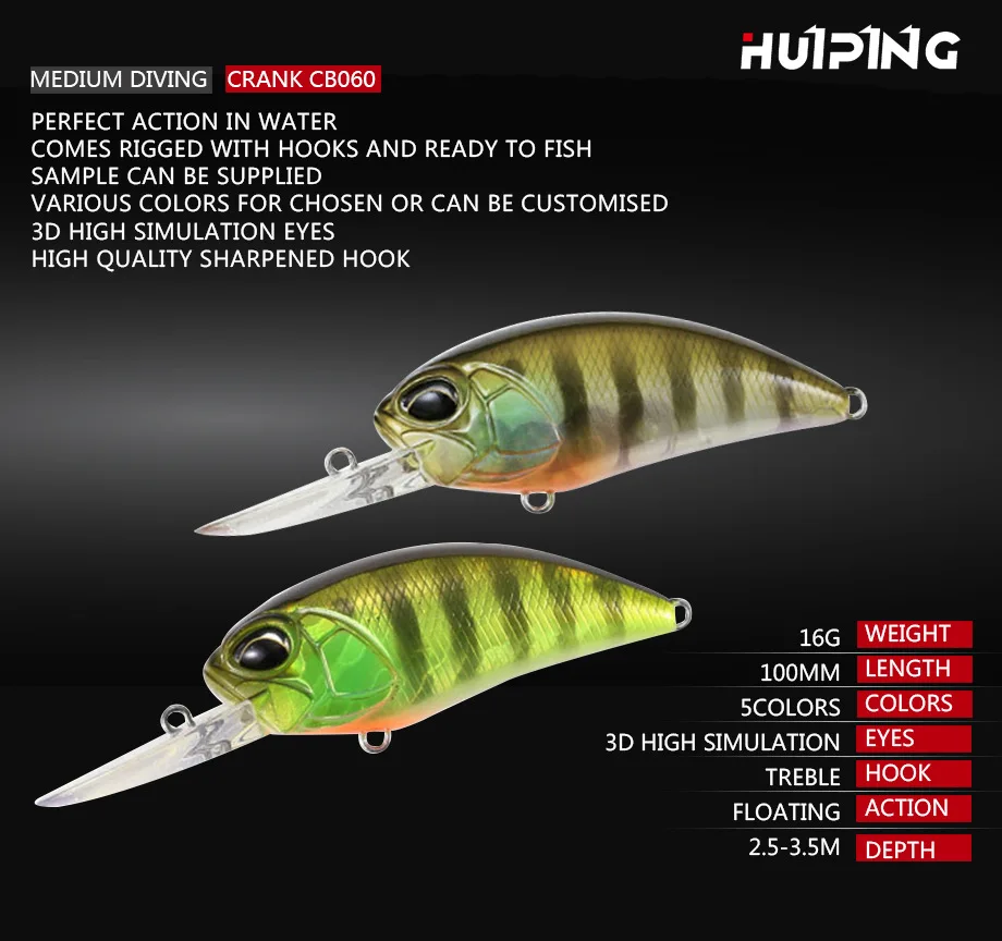 Bassland Новое поступление кривошипная рыболовная приманка японский дизайн Crankbait 100