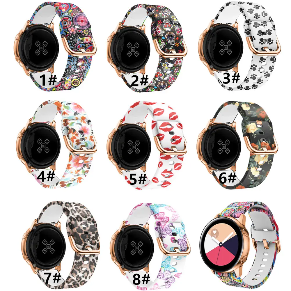Ремешок силиконовый для наручных часов спортивный браслет с принтом Samsung Galaxy watch 3