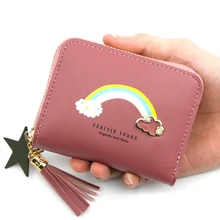 

Women Short Zipper Cartoon Mini Clouds Wallets Female Tassel Little Girl Coin Purses Multi-function Card Holder Money Clip