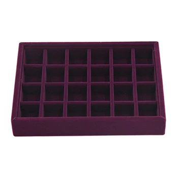

Home Earring Tray Storage Box Accessories Purple Velvet Organiser Holder Showcase Necklace Pendant Boutiques Jewelry Display
