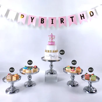 

1-7pcs new 2020 Cake Stand Set silver Crystal Metal Cupcake decorations Dessert Pedestal Party Display cake tray