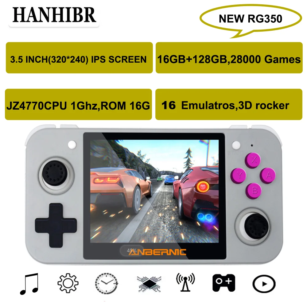 HANHIBR RG350 Linux система Ретро игровая консоль 3,5 дюймов HD ips экран 16 Гб портативная игра 128 ГБ карта 28000 игры 16 эмуляторы