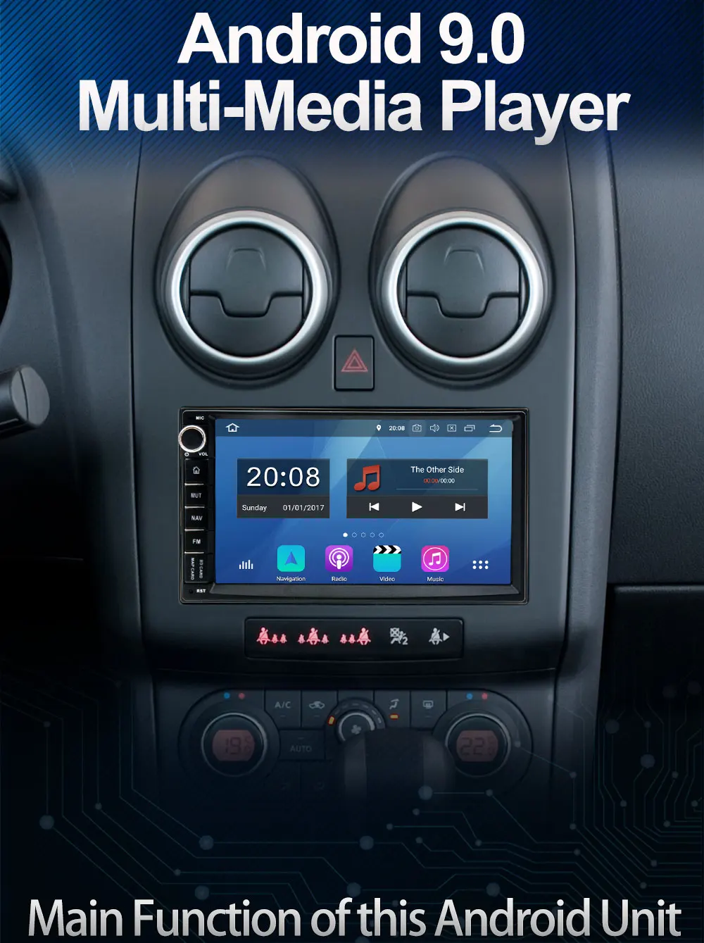 Excellent 5 USB Port Octa Core Android 9.0 Universal Central Multimidia Double 2din 2 din Car Radio DVD Player GPS Navigation DSP 2