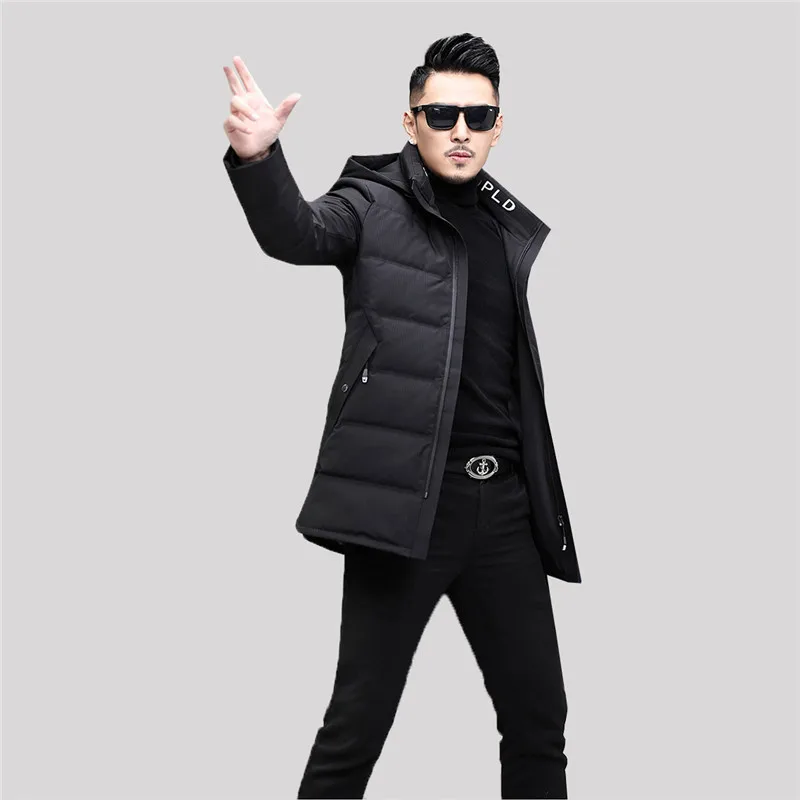 

High Quality plus size Winter Duck Down Men Brand Clothing 90% White Duck Down Jackets Hooded Seamless Warm Down Jackets YH628