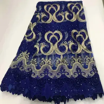 

Latest Blue African Cotton Net Guipure Lace 2020 High Quality France Nigerian Mesh Laces Fabrics 5Yards/Lot For Wedding A-1007