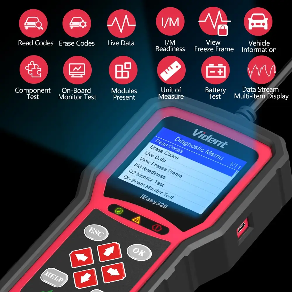 best car battery charger VIDENT iEasy320 OBDII/EOBD+CAN Code Reader Works with Most 1996 and Newer OBDII& CAN Compliant Cars portable car battery charger