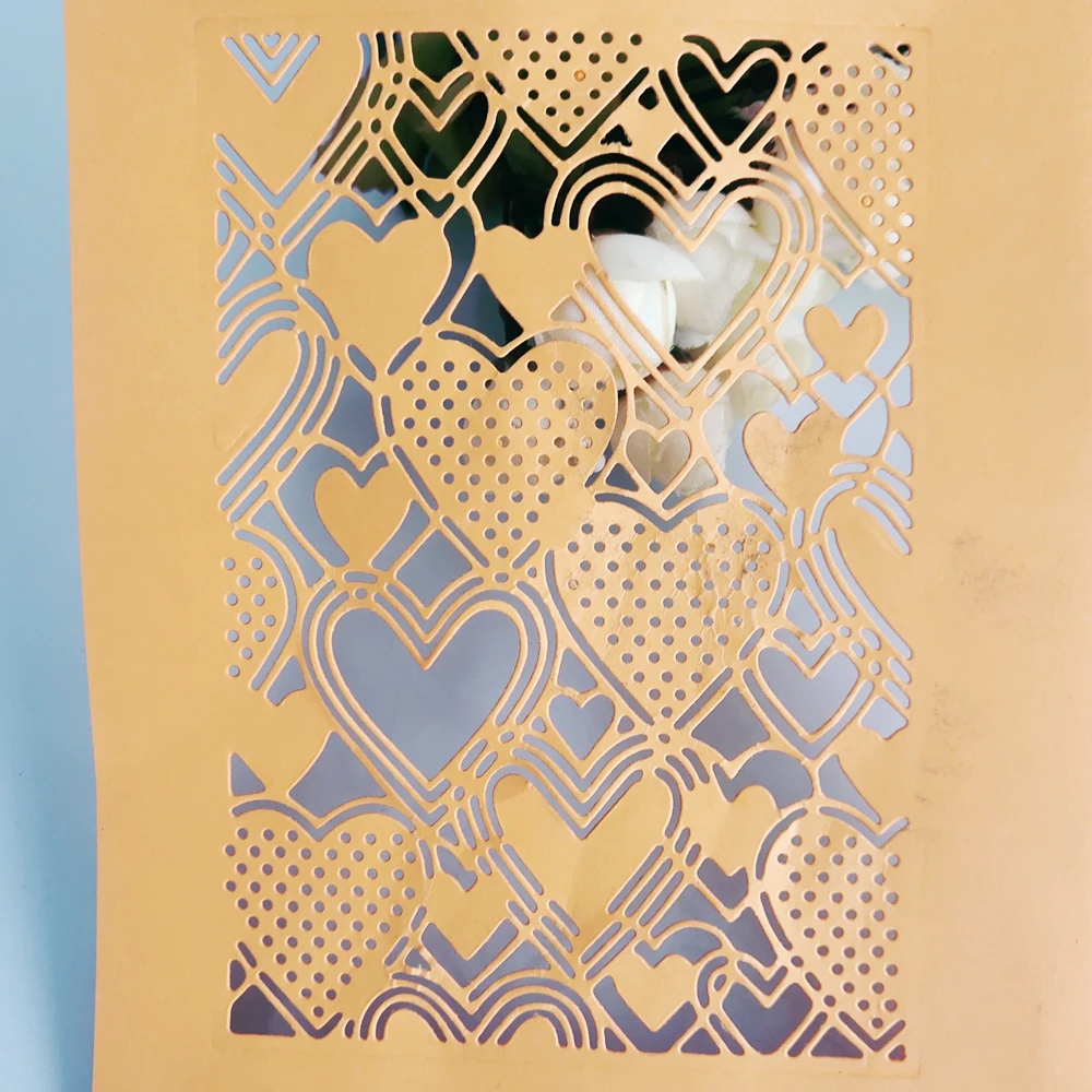 Персиковое сердце Базовая пластина фон шаблон металлическая пресс-форма, скрапбук карточка ручная работа украшения