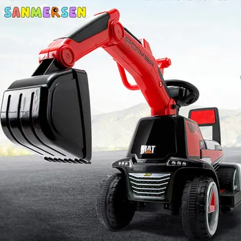 

Kids Large Excavator Toys Balance Walker Car Baby Ride On Car Simulation Light Music Excavator Manual Walker Scooter 4 Wheels
