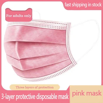 

TB Mascarillas Pink Disposable Face Mask 3-layer Non-woven protective mask Breathable Mask Adult Mouth Mask mondkapjes маска