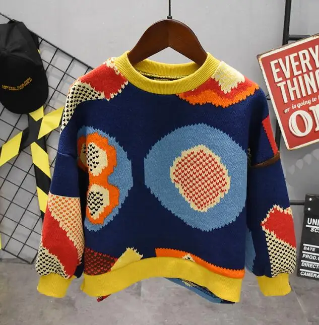 Комплект детской одежды для мальчиков, Детские хлопковые комплекты, весенне-осенний свитер+ рубашка+ джинсы, комплект для мальчиков из 3 предметов, комплект для мальчиков 2-6 лет - Цвет: Knit sweater