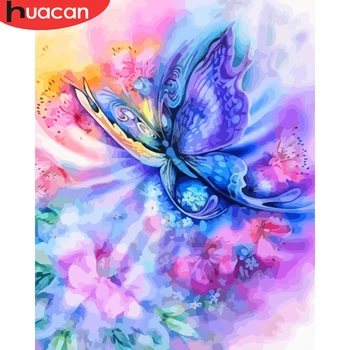 

HUACAN Frameless Pictures Painting By Numbers Animals Handpainted On Canvas DIY Oil Painting By Numbers Butterfly Home Decor