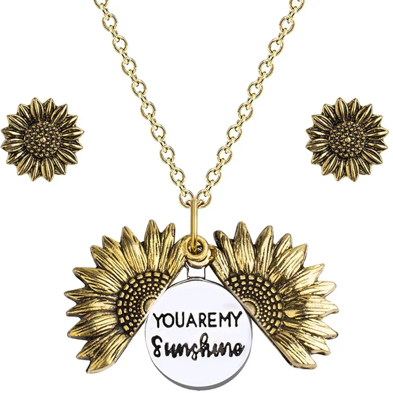 You Are My Sunshine Sunflower Necklaces 