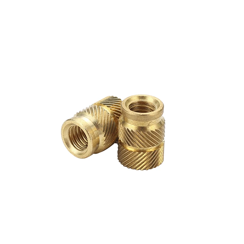 SL-type Double Twill Knurled Brass Injection Nut Brass Hot Melt Inset Nuts Heating Molding Copper Thread Inserts Nut M4 50Pcs