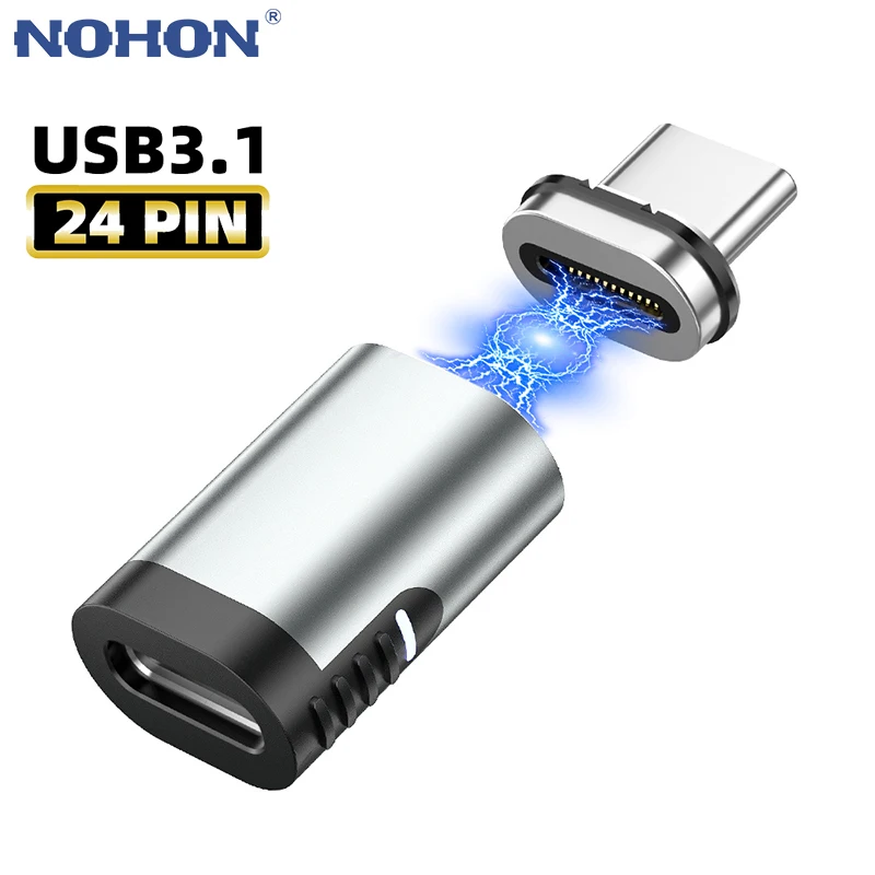 100 Вт USB C Магнитный адаптер 24 контакта PD Быстрая Зарядка Тип QC 4 0 преобразователь