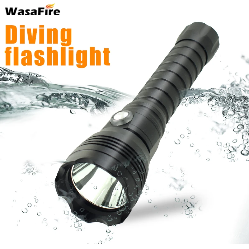 

Portable Waterproof LED Scuba Flashlight Underwater 3500 Lumens Tactical Flashlights Aluminum Alloy 18650 Battery Torch Lamp