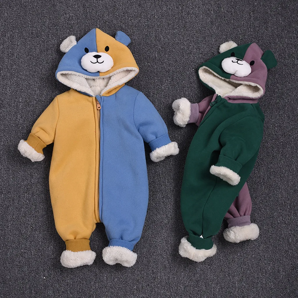 Повседневный Детский комбинезон для новорожденных мальчиков и девочек зимний