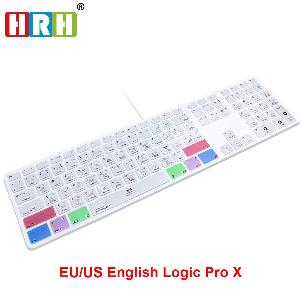 

Logic Pro X Hot keys Design Keyboard Cover Skin For Apple Keyboard with Numeric Keypad Wired USB for iMac G6 Desktop PC Wired