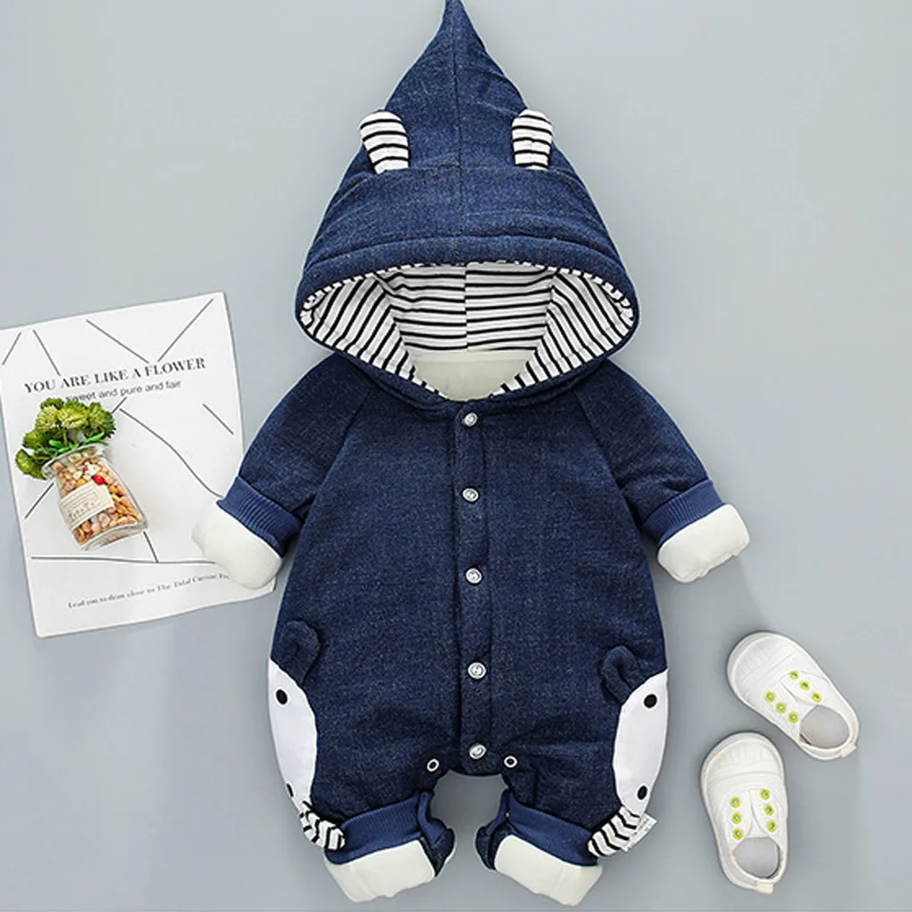 Зимняя одежда для новорожденных; комбинезон с цветочным рисунком и рюшами для маленьких мальчиков и девочек; Детский комбинезон; Одежда для новорожденных