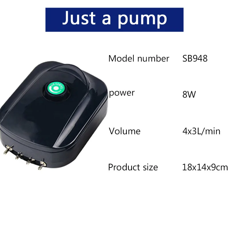 SB-948 just a pump SOBO высокое качество Тихий Регулируемый аквариумный воздушный насос аквариум кислородный воздушный насос 8 Вт 12 Вт прочный корпус 220~ 240 В управление воздушным потоком с помощью переключателя - Цвет: SB-948 just a pump