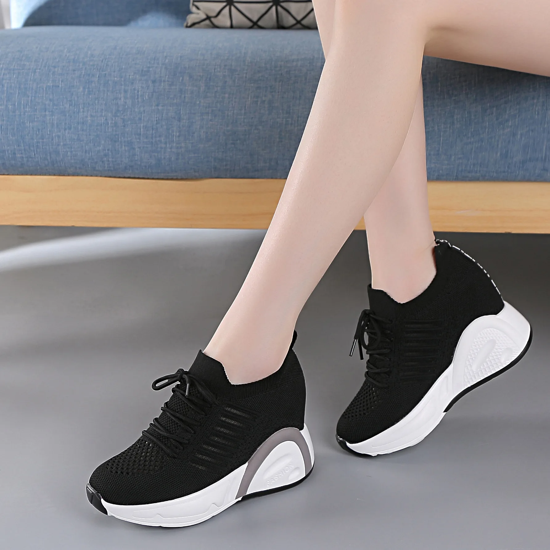 

2019 Autumn MacBook Elevator New Style Shoes Korean-style Lace up Front Casual Shoes Small Summer