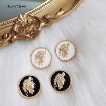 HUANZHI корейский S925 Серебряный булавка Ретро барочный дворец Стиль Монета с портретом матовые круглые пряжки серьги гвоздики для женщин девочек