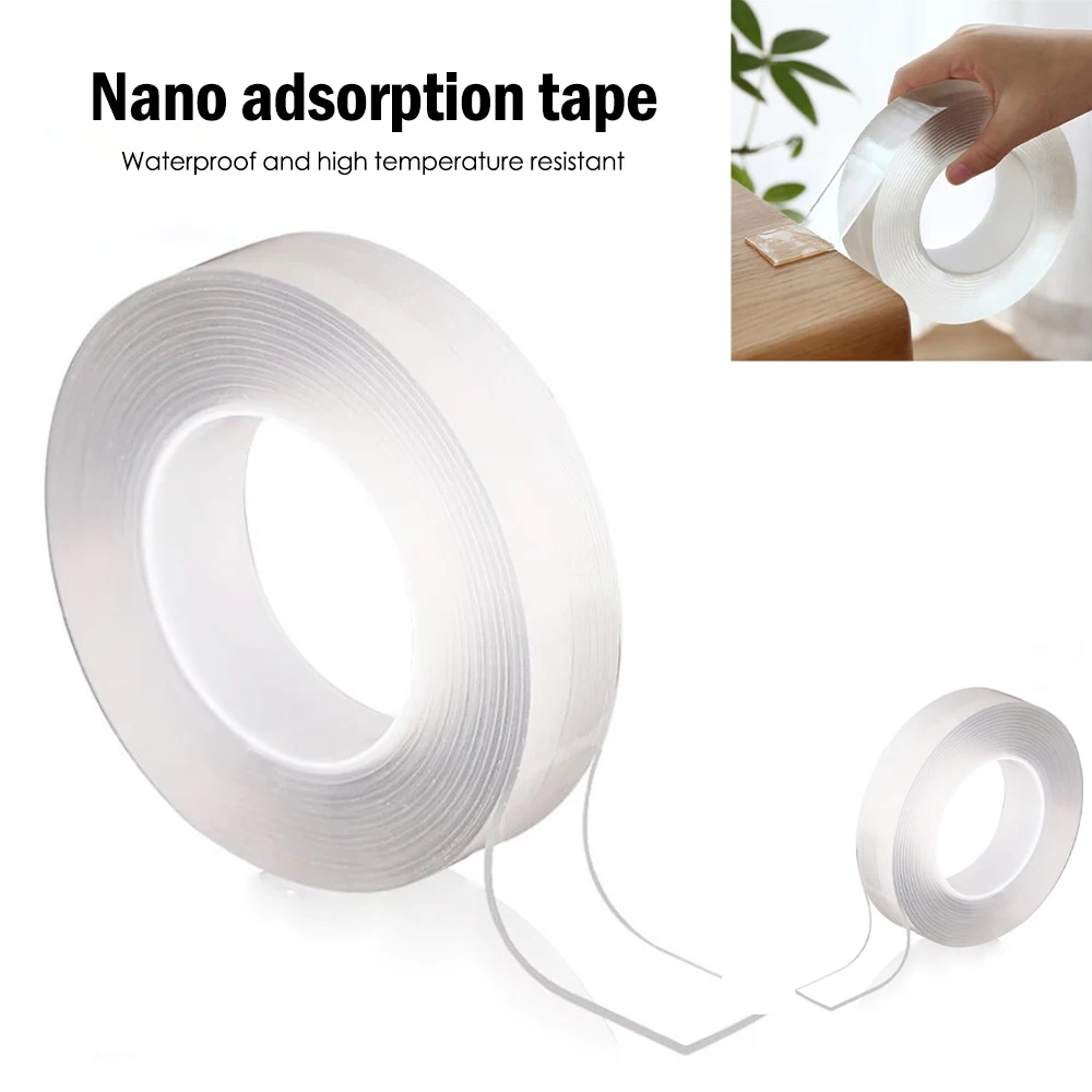 

1M/2M/3M/5M Magic Tape Double Sided Tape Transparent Reusable Waterproof Adhesive Tape Cleanable Home use