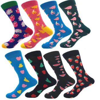 

Combed Cotton Men's Happy Cute Funny Socks Brand Quality Fruit Egg Beer French Fries Cherry Socks Men Drop
