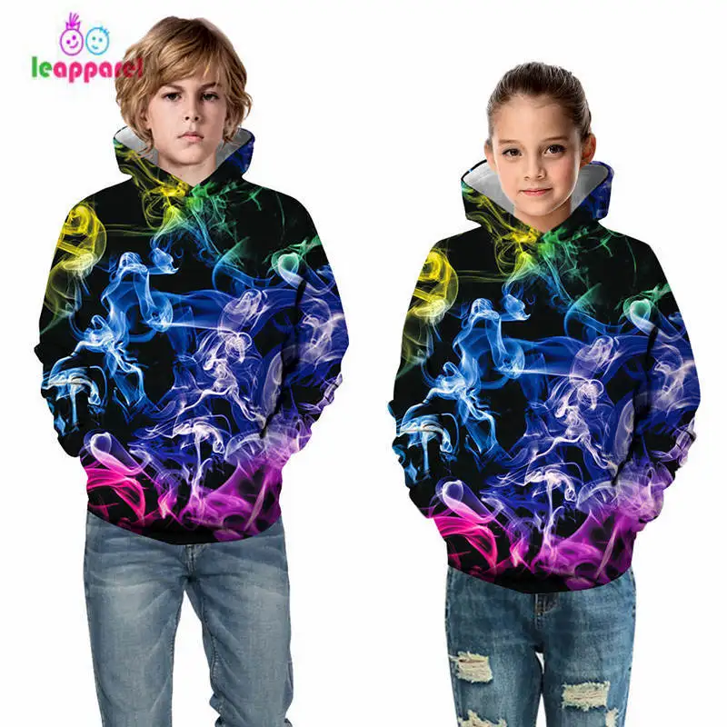 LEAPPAREL/Новинка; сезон осень-зима; детская толстовка с капюшоном для мальчиков и девочек; пуловер с капюшоном и длинными рукавами; детская толстовка