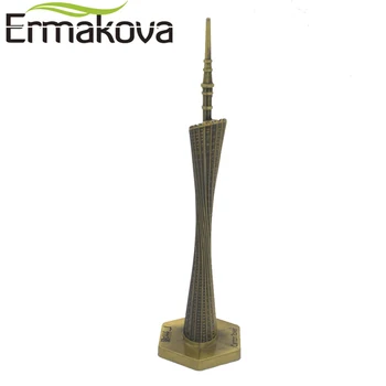 

ERMAKOVA Guangzhou Canton Tower Model Metal Figurine Chinese Famous Landmark Architecture Home Office Decor