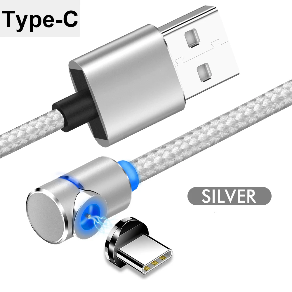2 м Магнитный кабель Micro usb type-C кабель для iPhone 11 для Xiaomi Быстрая зарядка магнитное зарядное устройство USB Кабели Шнур для мобильного телефона - Color: Silver For Type-C