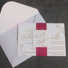 HI1170 заказной белый цвет приглашение на свадьбу карта из 600gsm белая хлопковая бумага с Золотая фольга с принтом с розовым