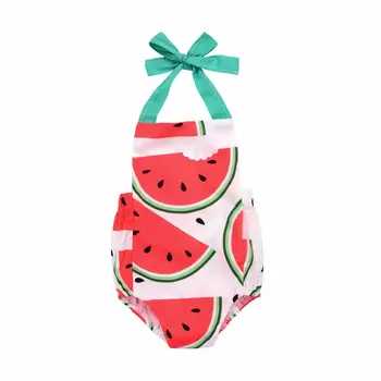 

0-24M Lovely Baby Infant Kids Girl Boys Summer Romper Headband Outfits Sleeveless Watermelon Print Romper Jumpsuit