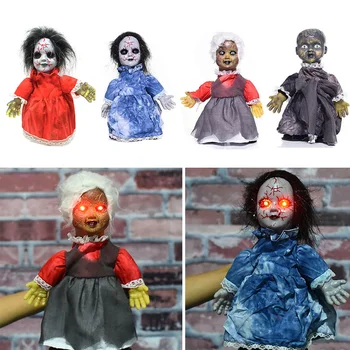 

Halloween Props Ghost Doll Electric Walking Doll Toys With Shinning Eyes For Horror Halloween Decoration Party Kids Gift 34cm