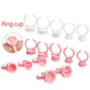 

100 pcs Disposable Glue Holder Ring Adhesive Pallet For Eyelash Extension Container Ring Cup Eyebrow Tattoo Pigment Makeup Tool
