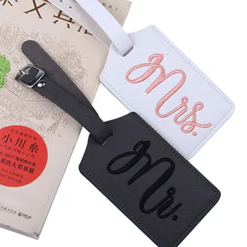 

Mr&Mrs Embroidery Suitcase Luggage Tag Bag Pendant Travel Accessories Name ID Address Wedding VIP Invitation Label LT36B
