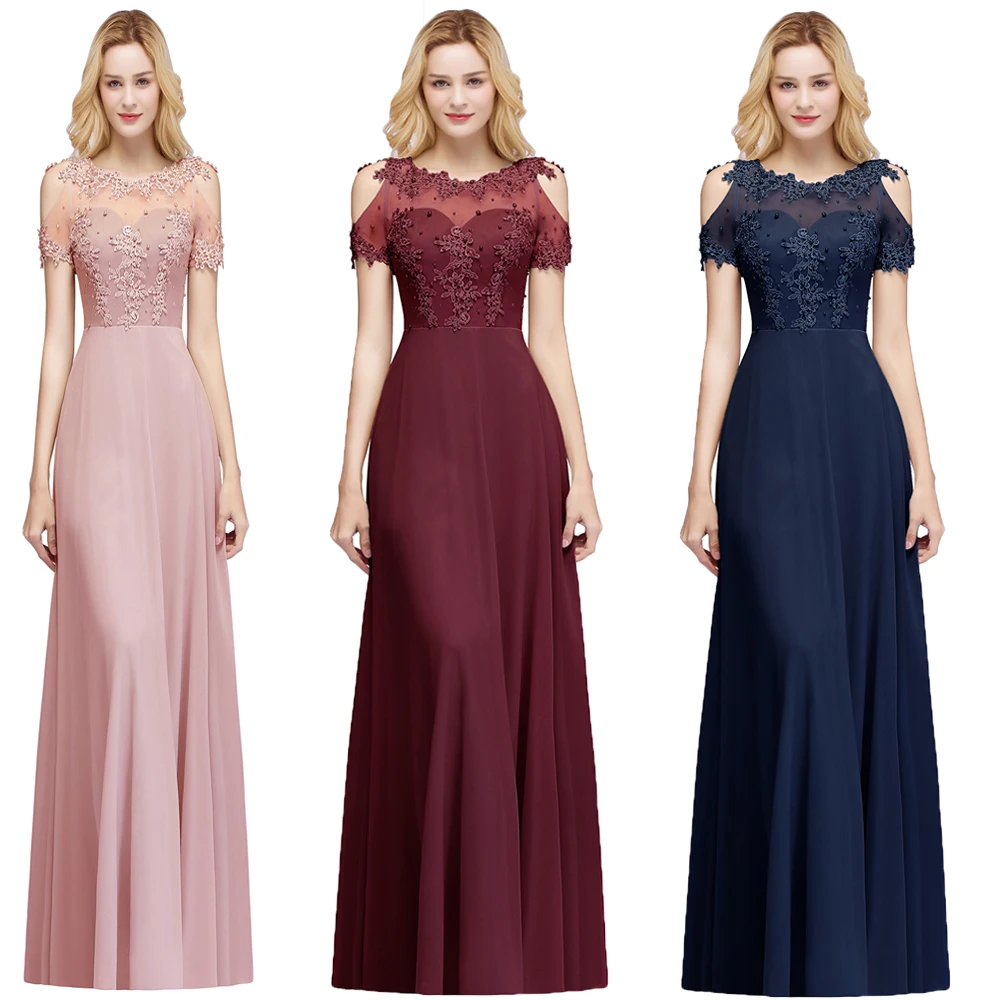 

Robe demoiselle d'honne 2020 Sexy Lace Bridesmaid Dresses Long A Line Chiffon Pears Prom Dresses Formal Party Gowns