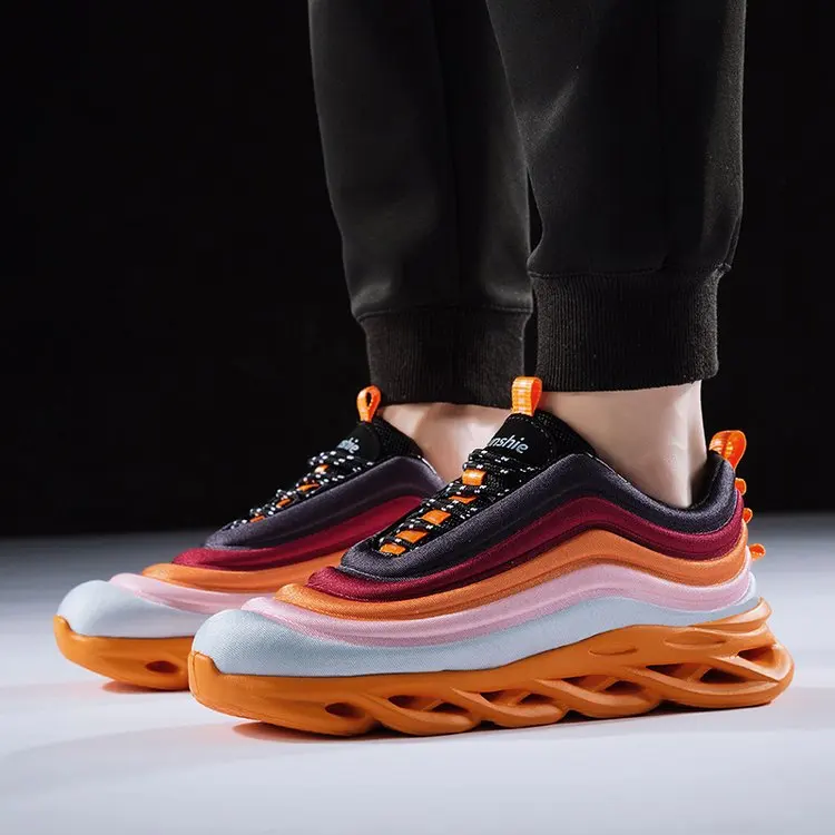 

2020 Autumn Men Chunky Sneakers Lace-up Flat Casual Shoes Thick Bottom Colorful Breathable Adult Male Tenis Footwear