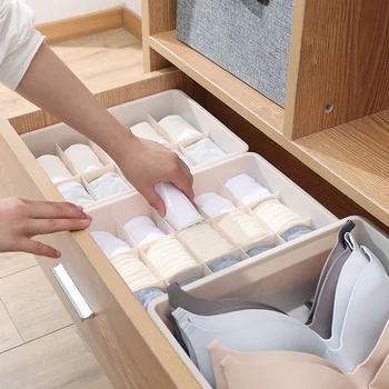 

Split Grid Overlay Bra Sorting Box Women Socks Storage Box Home Underwear Organizer Lid 1pc