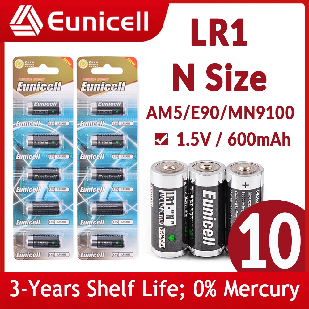 Eunicell 10 шт. 1 5 в LR1 N размер батареи E90 AM5 MN9100 910A для Bluetooth сигнализации плееров